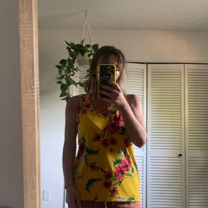 Yellow sleeveless blouse